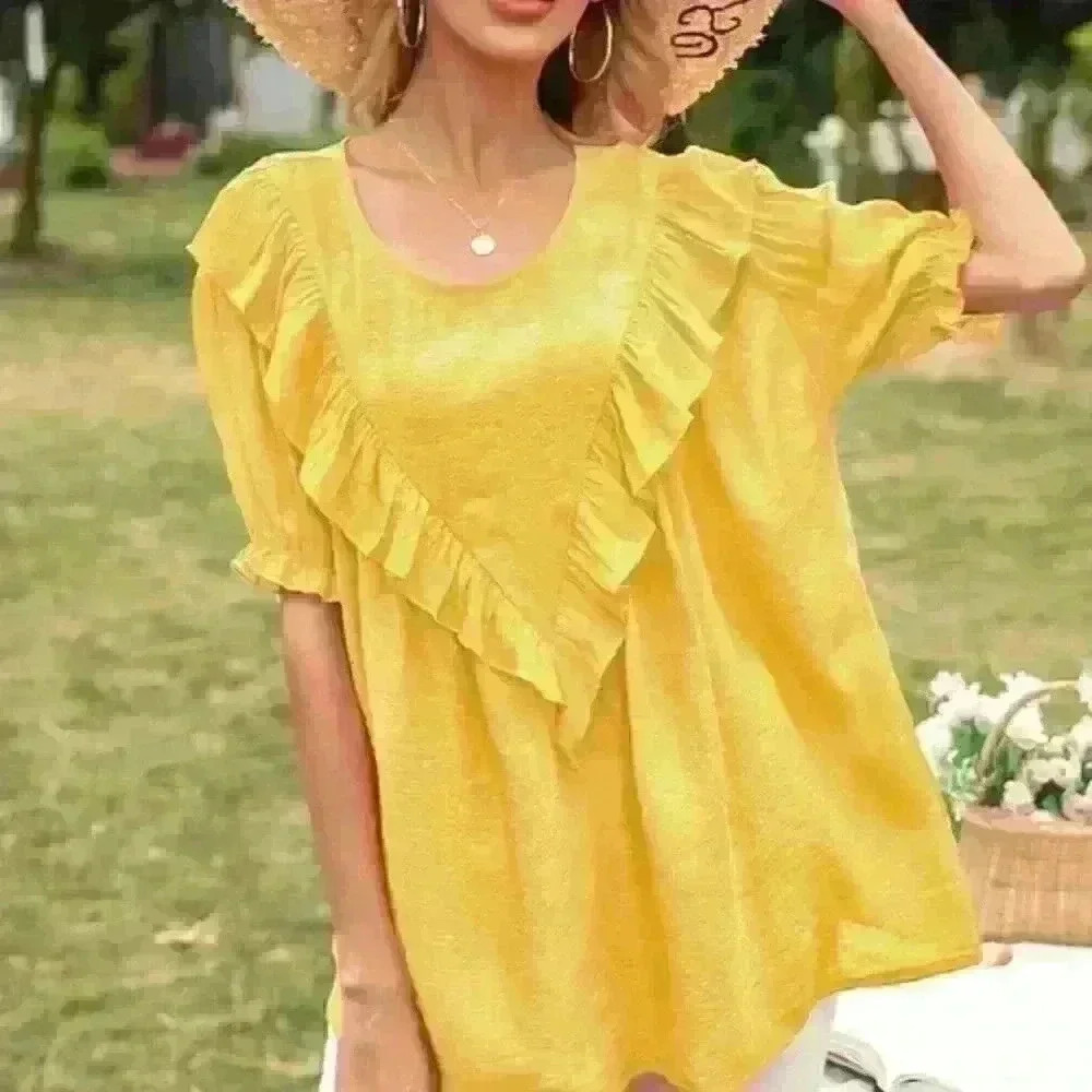 Yellow Ruffle Summer Top